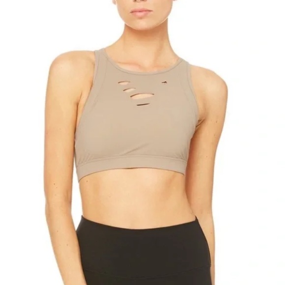 ALO Yoga Ripped Warrior Bra - Tan/Gravel | XS - Picture 1 of 5